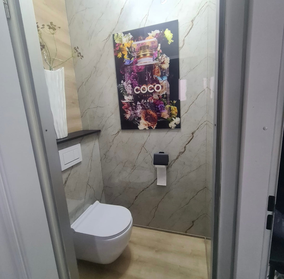 Pvc panel Marble look beige - brown lined