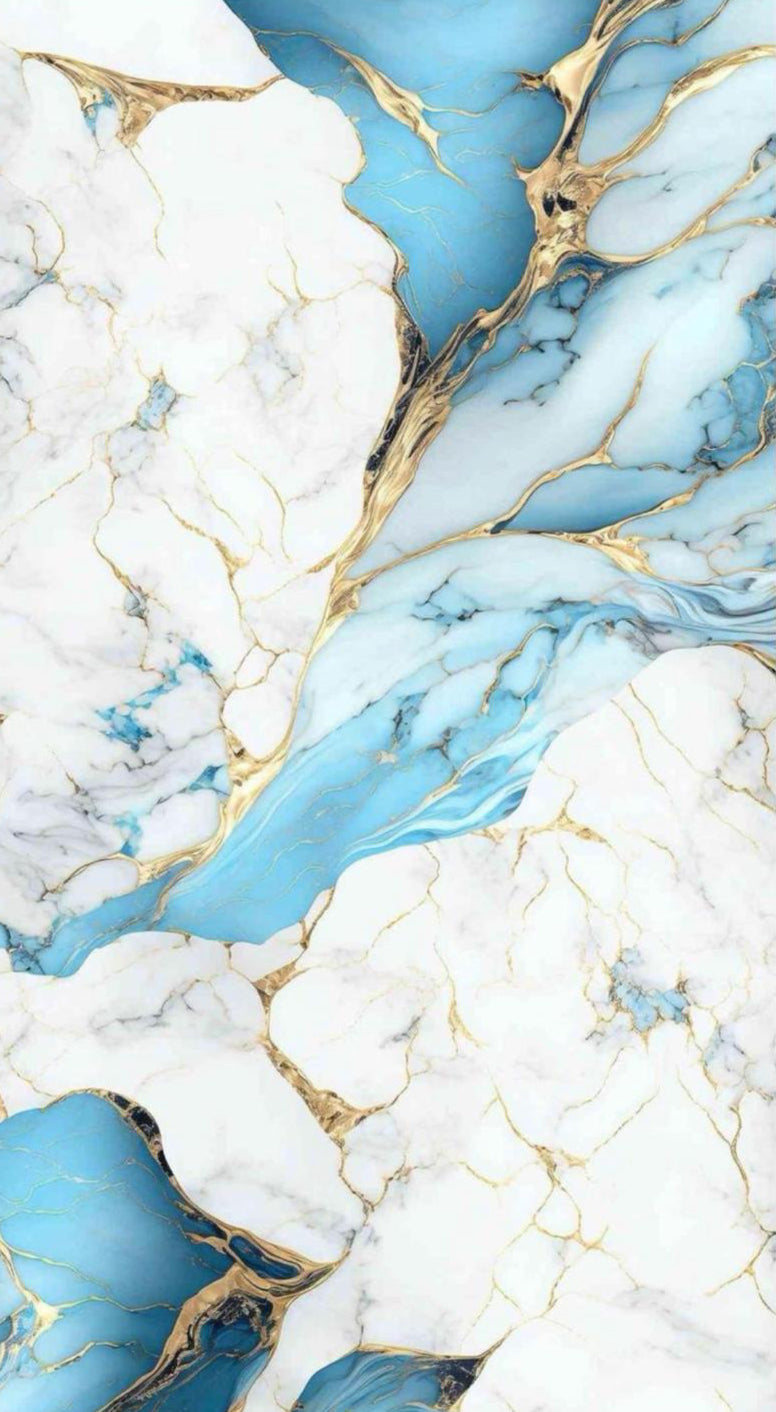 Pvc panel Marble look white - blue - gold