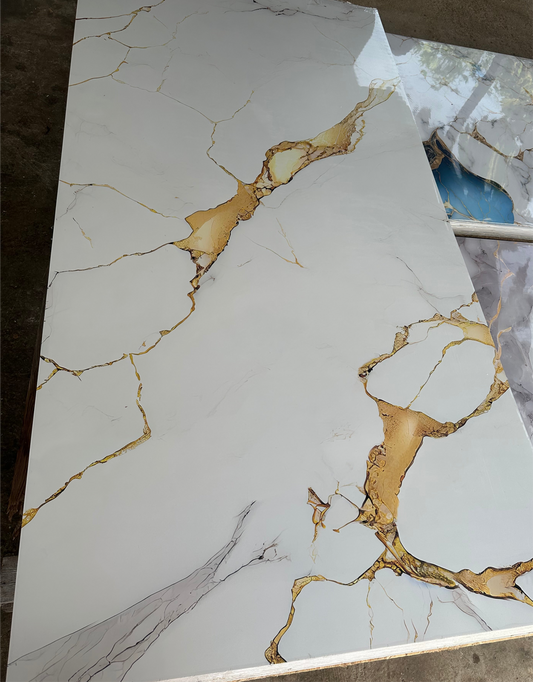 Pvc panel Marble look white - gold