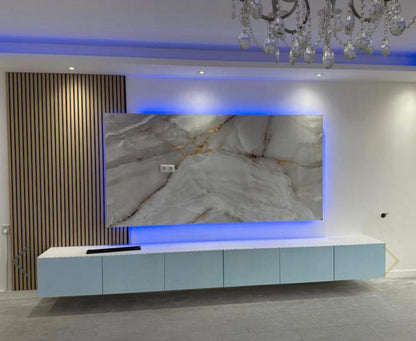 Pvc panel Marble look white/grey - gold