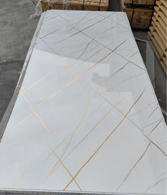 Pvc panel white - brown lines