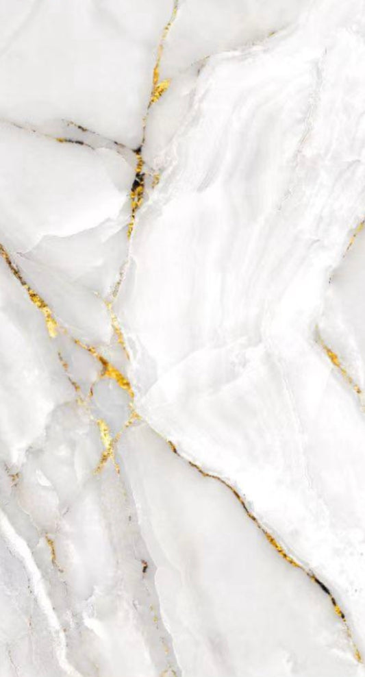 Pvc panel Marble look white/grey - gold