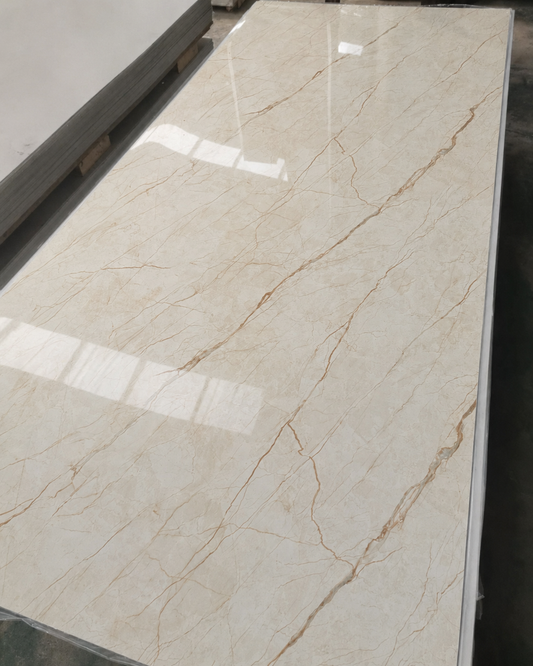 Pvc panel Marble look beige - brown lined