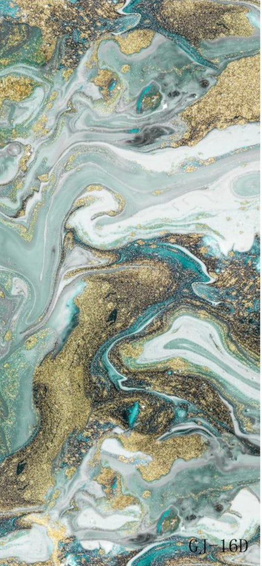 Pvc panel Marble look green - gold - white