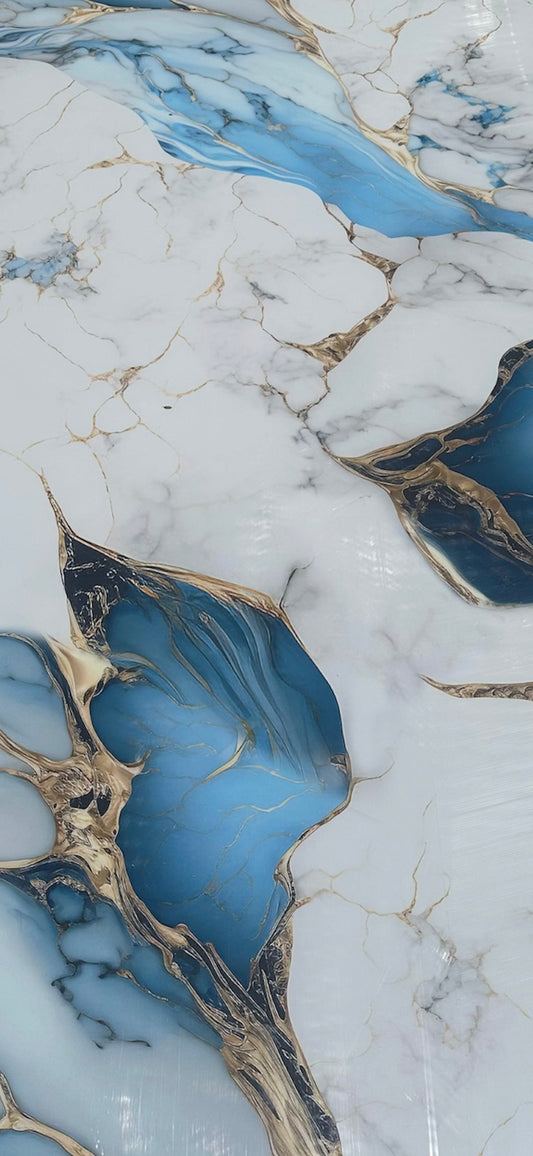 Pvc panel Marble look white - blue - gold