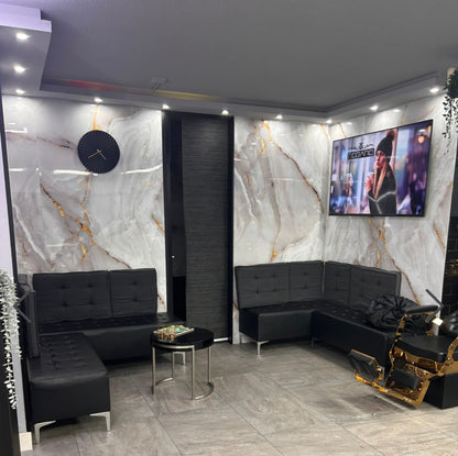 Pvc panel Marble look white/grey - gold