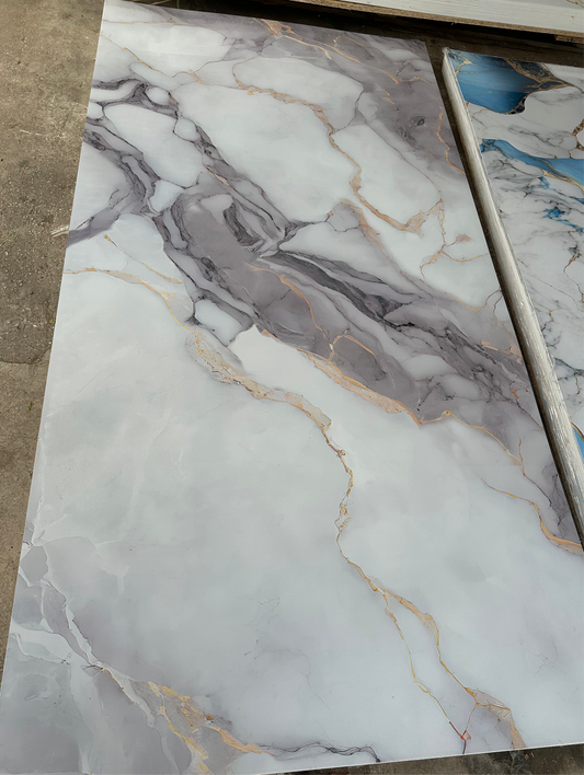 Pvc panel Marble look grey - white - gold