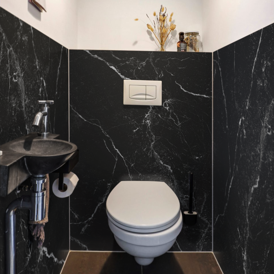 PVC black - marble white lines