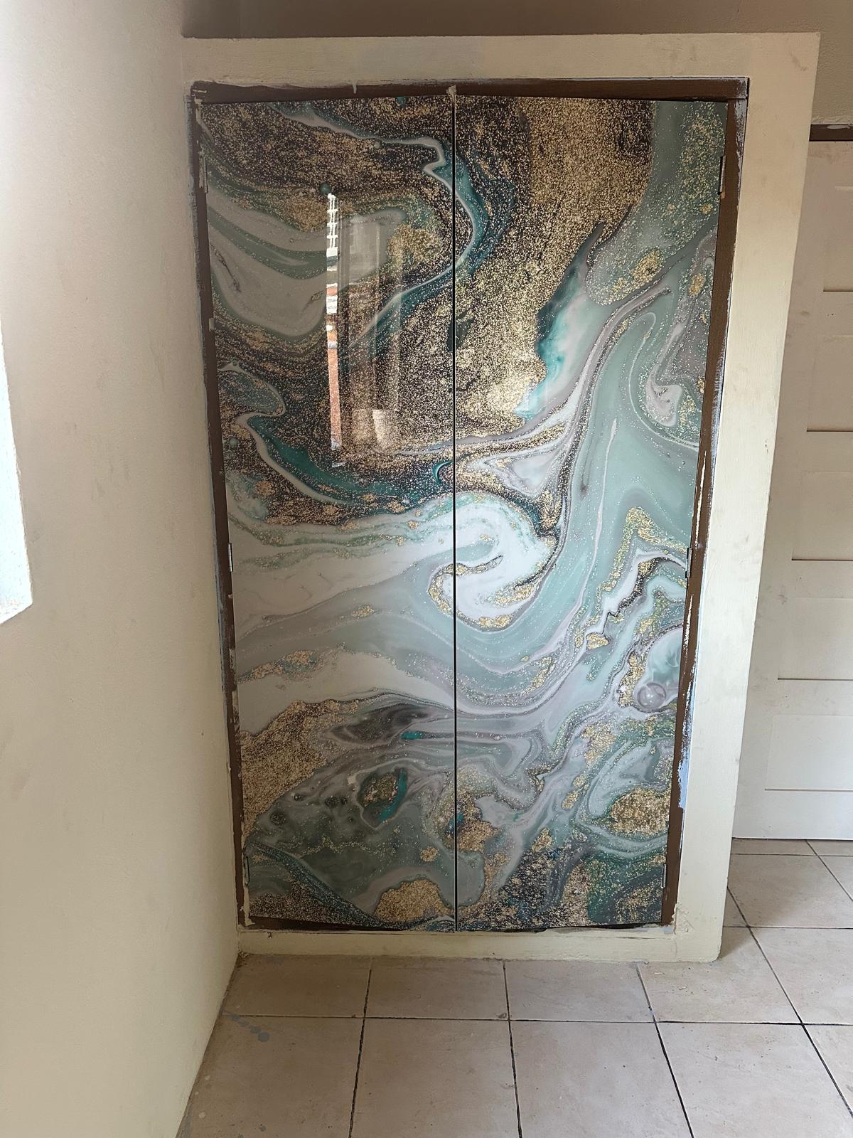 Pvc panel Marble look green - gold - white