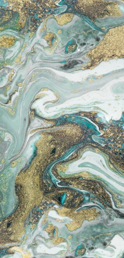 Pvc panel Marble look green - gold - white