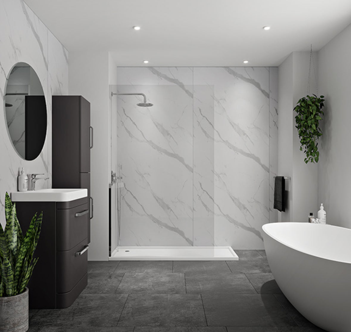 Marble look white - grey