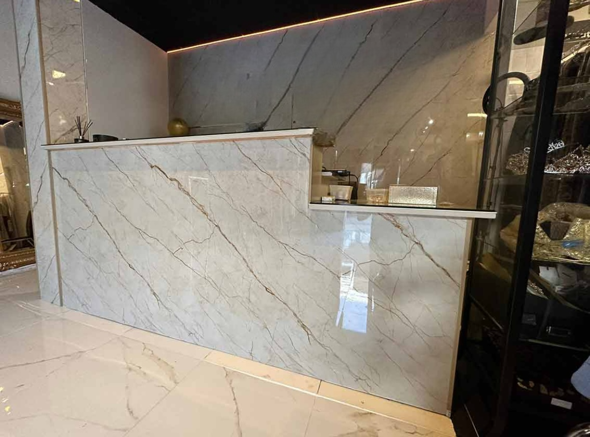 Pvc panel Marble look beige - brown lined